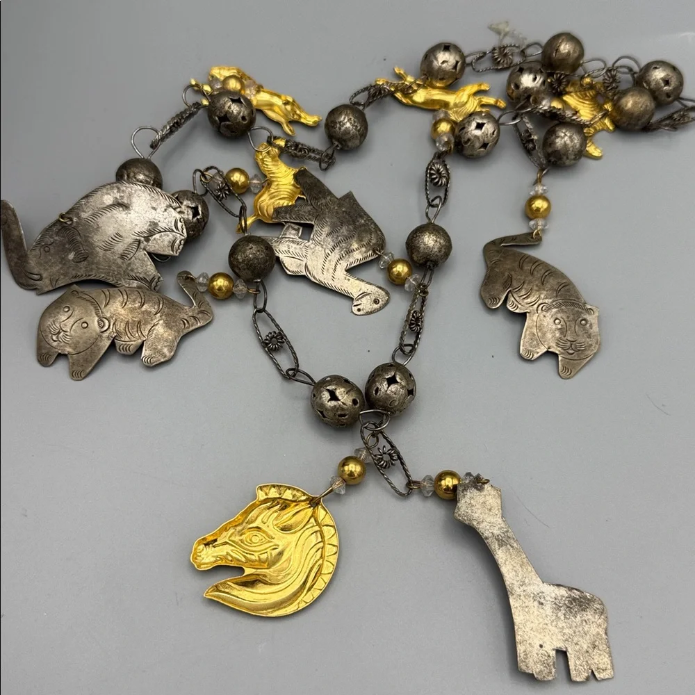 Animal Charm Necklace in Silver and Gold